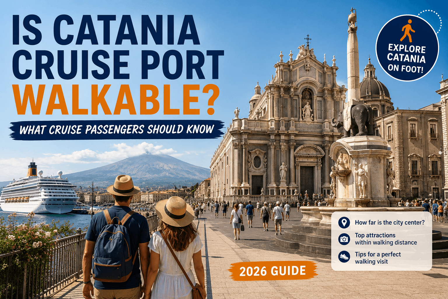 Piazza Duomo Catania cruise port walking attraction with cathedral and baroque city center