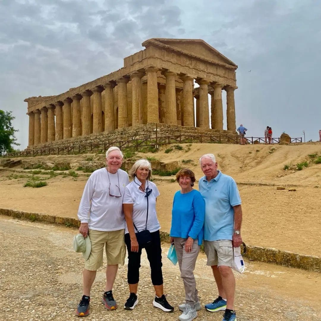 Visitors at the Temple of Concordia, Valley of the Temples, Agrigento, during a customized Sicily Highlights private tour.