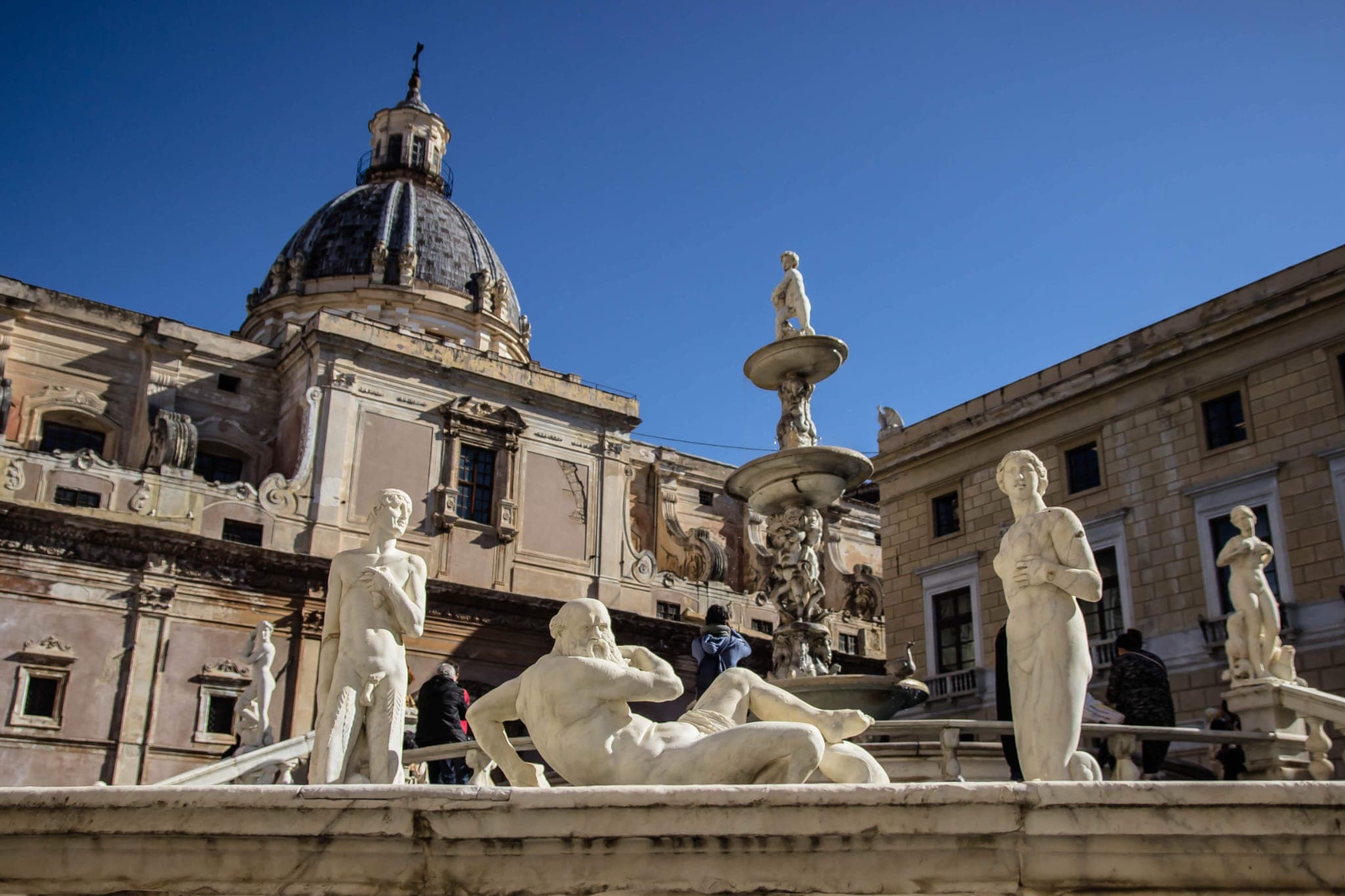Fountain and historic architecture in Palermo, Sicily on a private tour