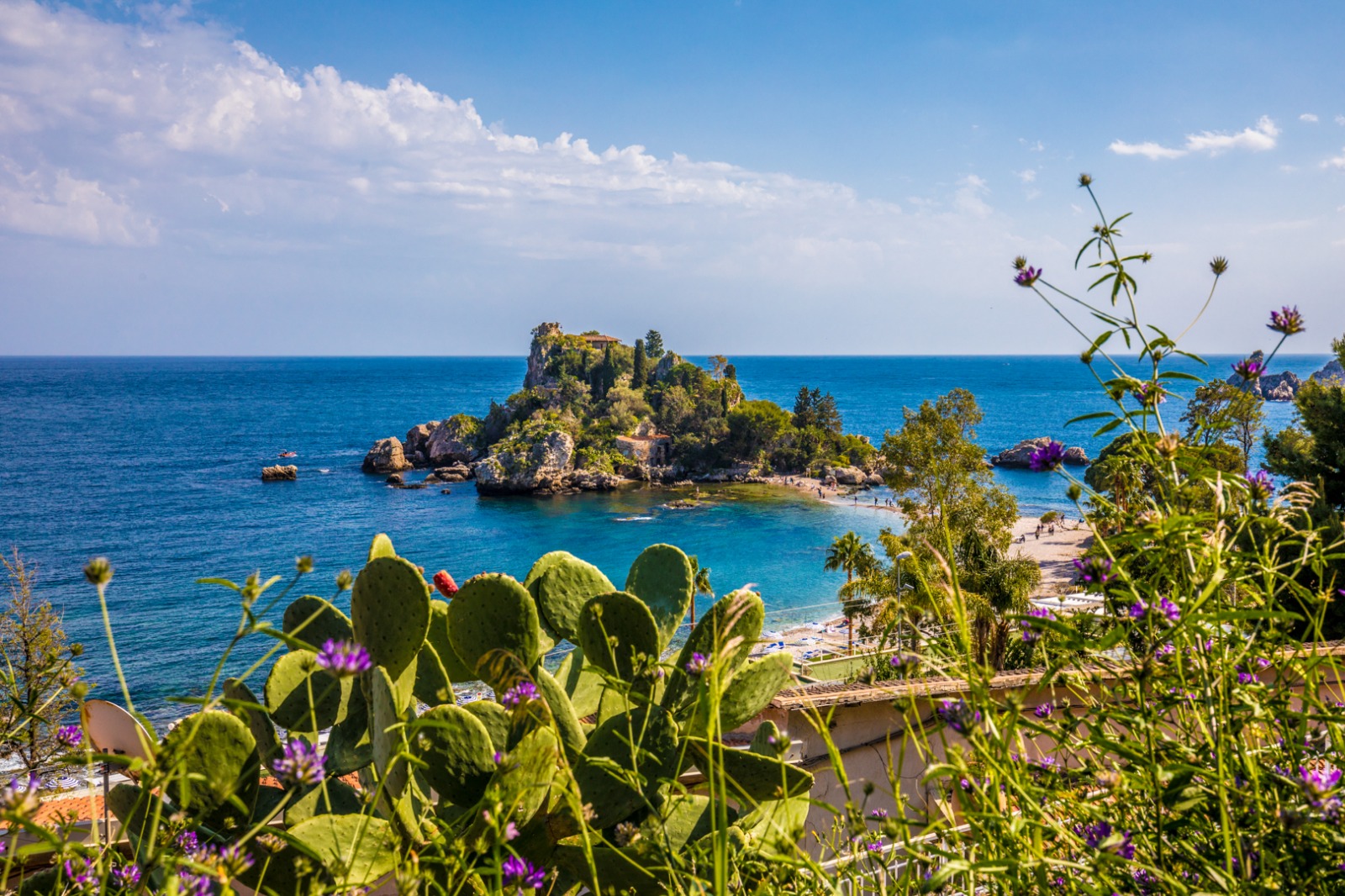 Isola Bella Taormina Sicily panoramic view crystal clear water