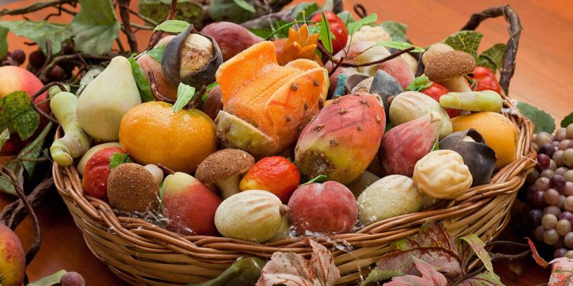 The Sicilian marzipan fruit are highly colored pastries shaped to look like fruis and vegetables. The Erice's production is worth mentioning as the marzipan
